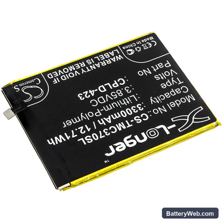 T-Mobile Revvl Plus Replacement Battery, 3.85V, 3300mAh, Li-Polymer 2