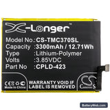 T-Mobile Revvl Plus Replacement Battery, 3.85V, 3300mAh, Li-Polymer 3