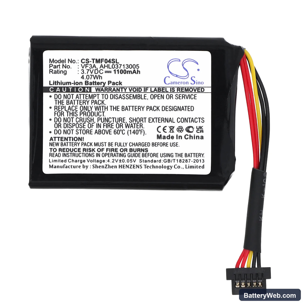 TomTom XL Live Replacement Battery, 3.7V, 1100mAh, Li-ion 3