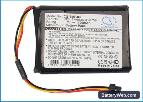 TomTom Quanta Replacement Battery, 3.7V, 1100mAh, Li-ion 5