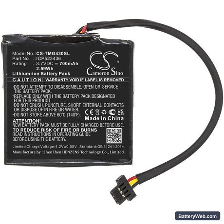 TomTom Go 400 4.3" Satnav Replacement Battery, 3.7V, 700mAh, Li-ion 3