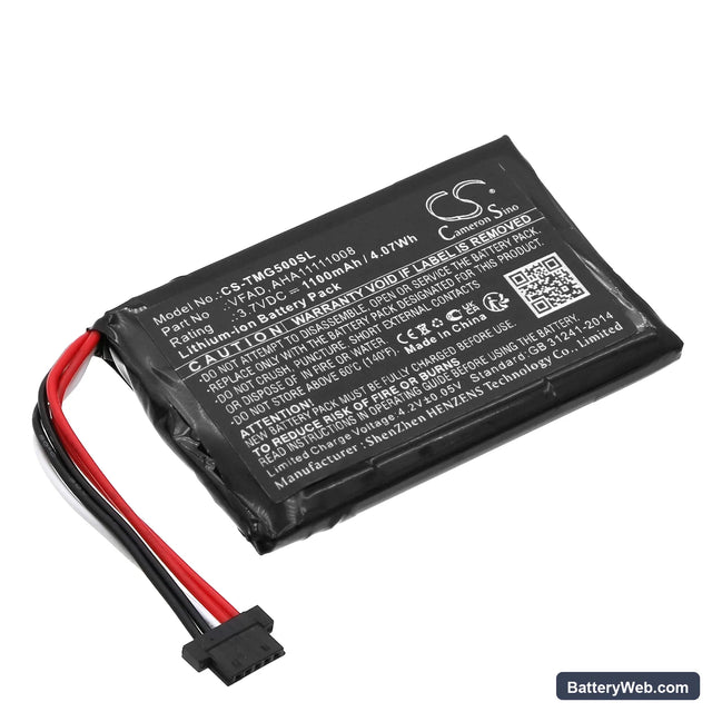 TomTom GO 5100 Replacement Battery, 3.7V, 1100mAh, Li-ion 1