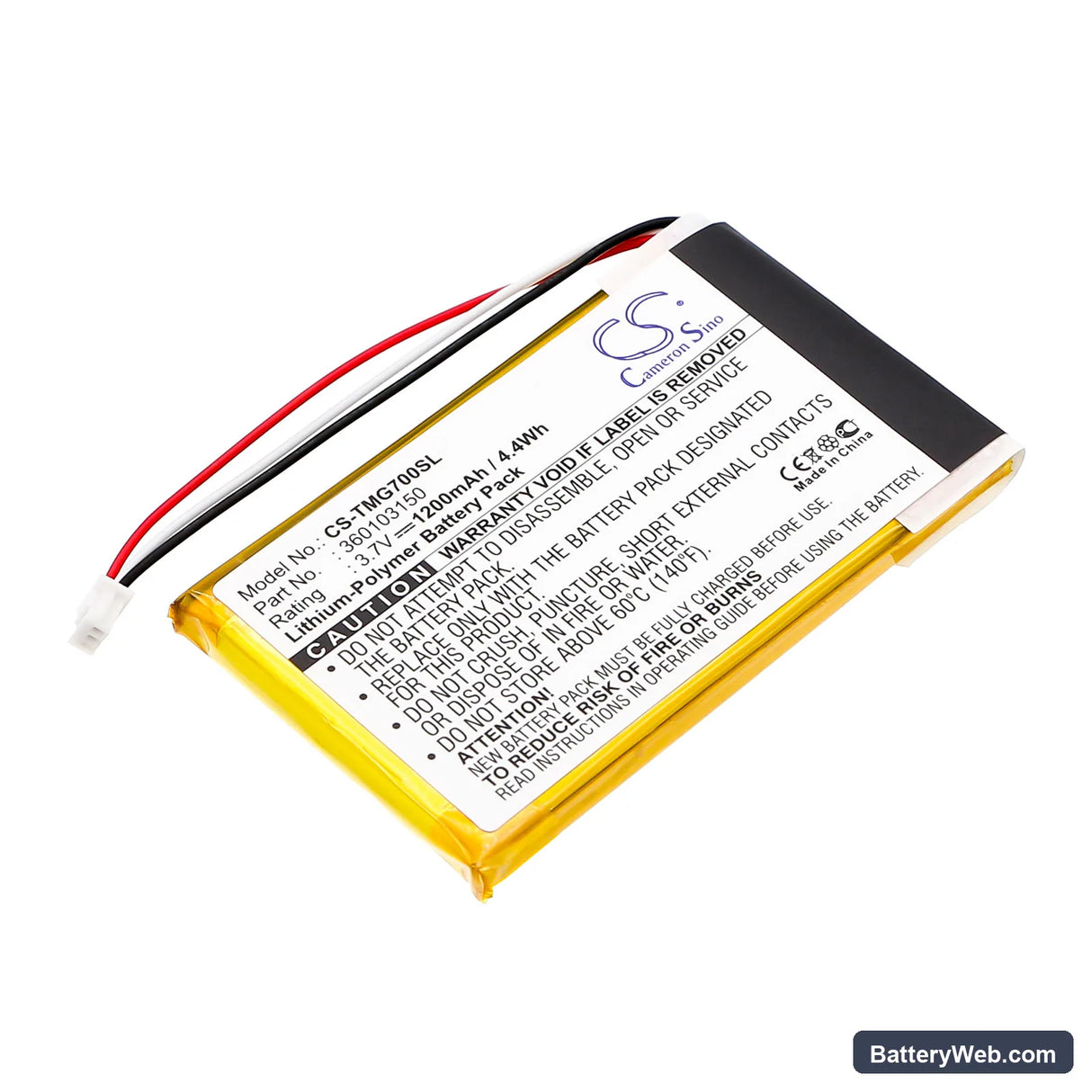 TomTom Go 7000 Replacement Battery, 3.7V, 1200mAh, Li-Polymer 1