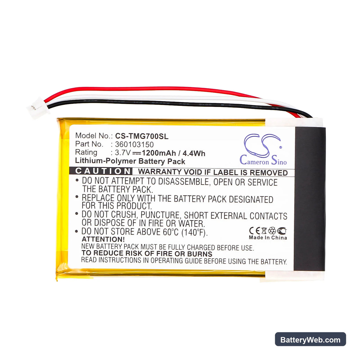 TomTom Go 7000 Replacement Battery, 3.7V, 1200mAh, Li-Polymer 3