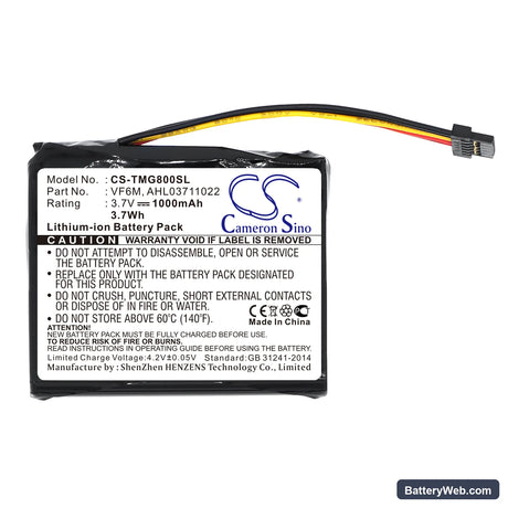 TomTom Go 820 Replacement Battery, 3.7V, 1000mAh, Li-ion 3