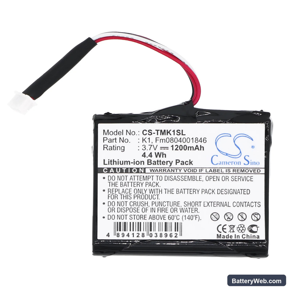 TomTom One XL HD Traffic Replacement Battery, 3.7V, 1200mAh, Li-ion 3