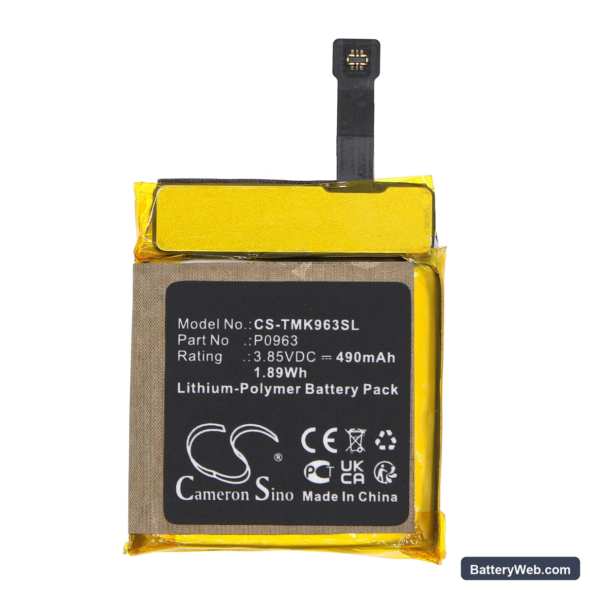 T-Mobile SyncUP Kids Replacement Battery, 3.85V, 490mAh, Li-Polymer 3
