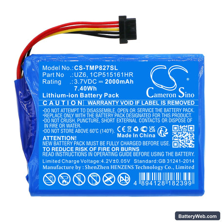 TomTom Pro 8270 Replacement Battery, 3.7V, 2000mAh, Li-ion 3