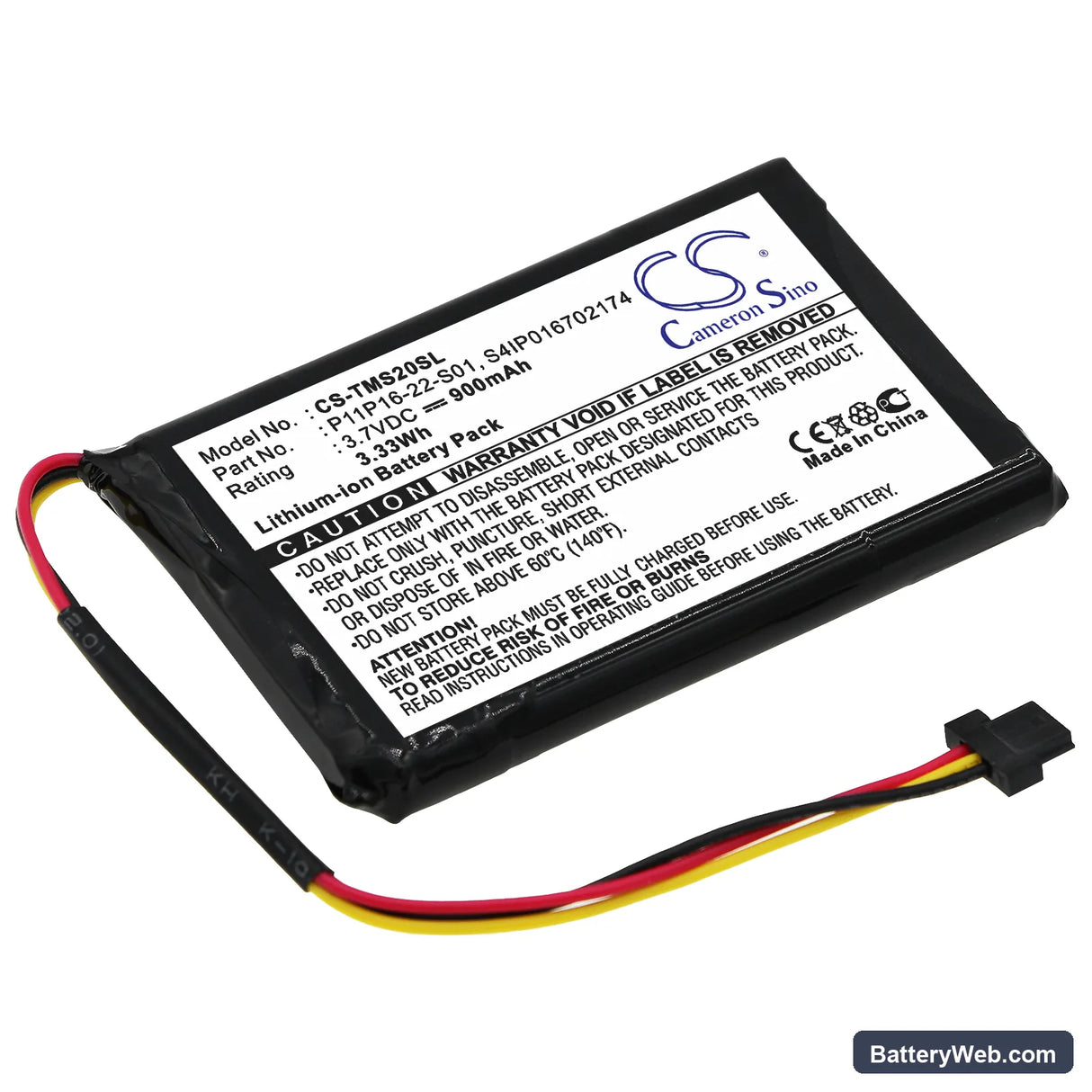 TomTom Start XL Replacement Battery, 3.7V, 900mAh, Li-ion 1