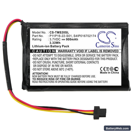 TomTom Start XL Replacement Battery, 3.7V, 900mAh, Li-ion 3
