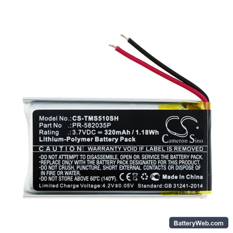 TomTom Spark 510 Replacement Battery, 3.7V, 320mAh, Li-Polymer 3