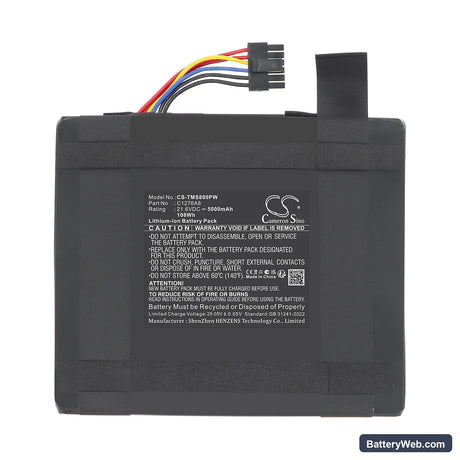 TerraMow S800 Replacement Battery, 21.6V, 5000mAh, Li-ion 3