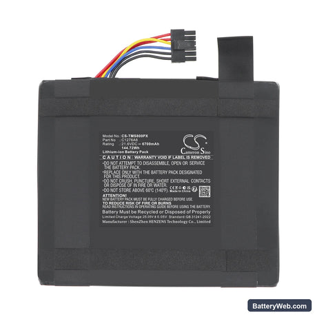 TerraMow S800 Replacement Battery, 21.6V, 6700mAh, Li-ion 3