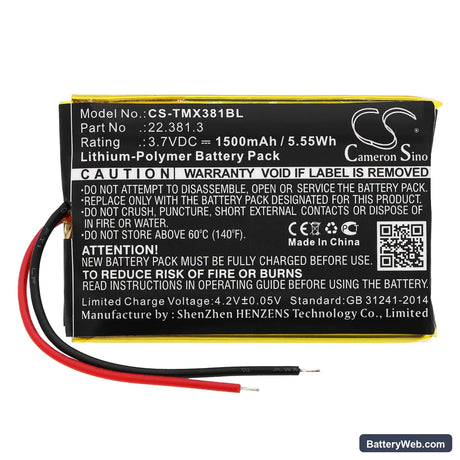 Teleradio TG-TX-MNL Replacement Battery, 3.7V, 1500mAh, Li-Polymer 3