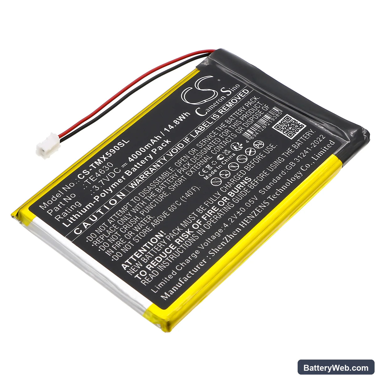 Technaxx TX-59 Replacement Battery, 3.7V, 4000mAh, Li-Polymer 1