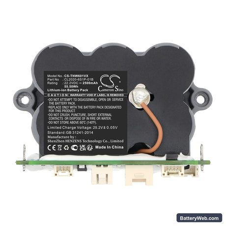 Tineco iFloor 2.0 Slim Replacement Battery, 22.2V, 2500mAh, Li-ion 5