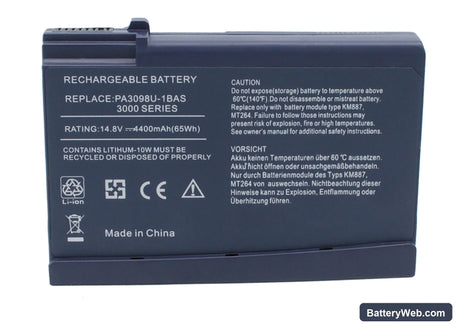 Toshiba Satellite 1200 Replacement Battery, 14.8V, 4400mAh, Li-ion 1