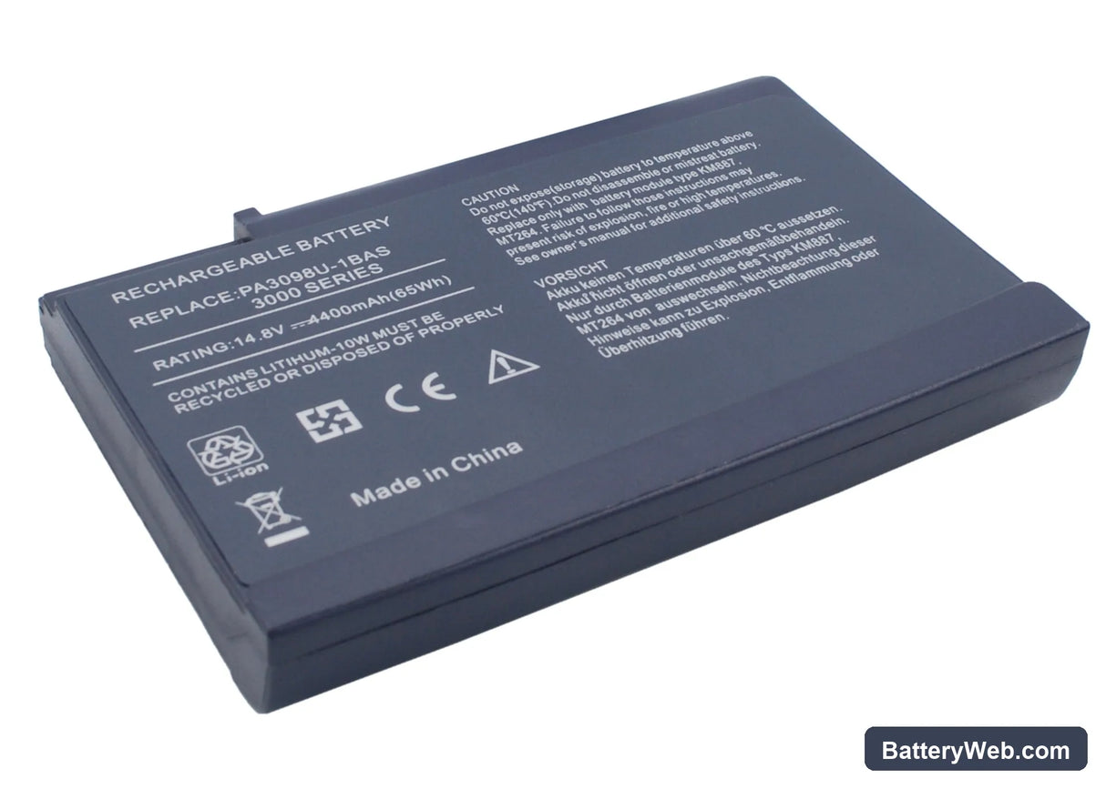 Toshiba Satellite 1200 Replacement Battery, 14.8V, 4400mAh, Li-ion 3