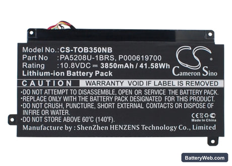 Toshiba Chromebook CB35 Replacement Battery, 10.8V, 3850mAh, Li-Polymer 1
