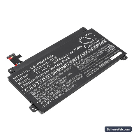 Toshiba Dynabook BJ65/FS Replacement Battery, 11.4V, 3750mAh, Li-Polymer 1
