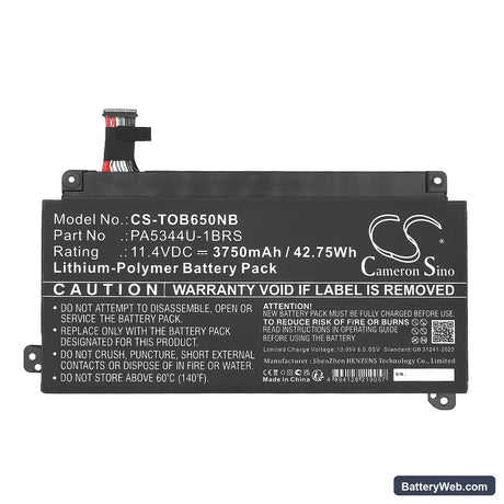 Toshiba Dynabook BJ65/FS Replacement Battery, 11.4V, 3750mAh, Li-Polymer 3