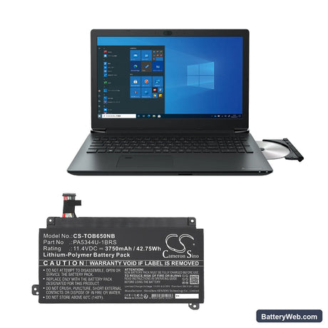 Toshiba Dynabook BJ65/FS Replacement Battery, 11.4V, 3750mAh, Li-Polymer 6
