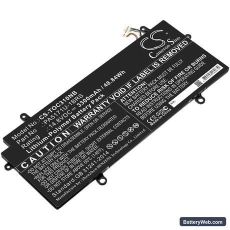Toshiba Chromebook CB30-100 Replacement Battery, 14.8V, 3300mAh, Li-Polymer 1