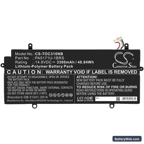 Toshiba Chromebook CB30-100 Replacement Battery, 14.8V, 3300mAh, Li-Polymer 3