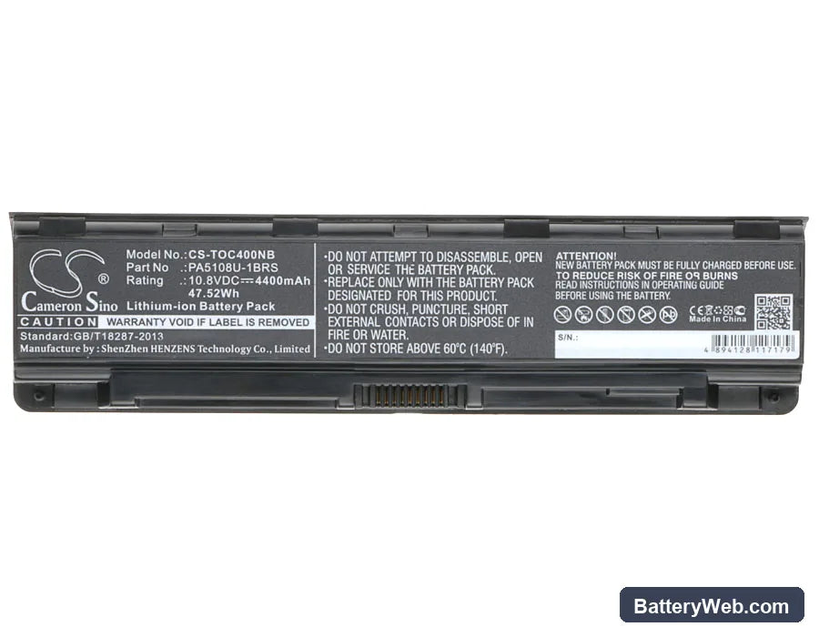 Toshiba Satellite C40-AD05B1 Replacement Battery, 10.8V, 4400mAh, Li-ion 5