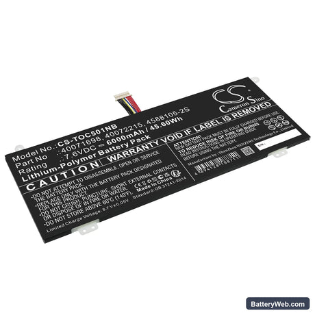 Dynabook Satellite Pro C40-G-11G Replacement Battery, 7.6V, 6000mAh, Li-Polymer 1