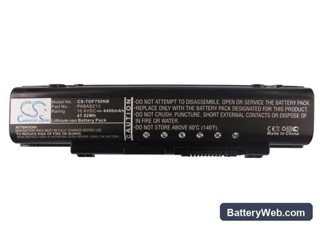 Toshiba Dynabook Qosmio T750 Replacement Battery, 10.8V, 4400mAh, Li-ion 5