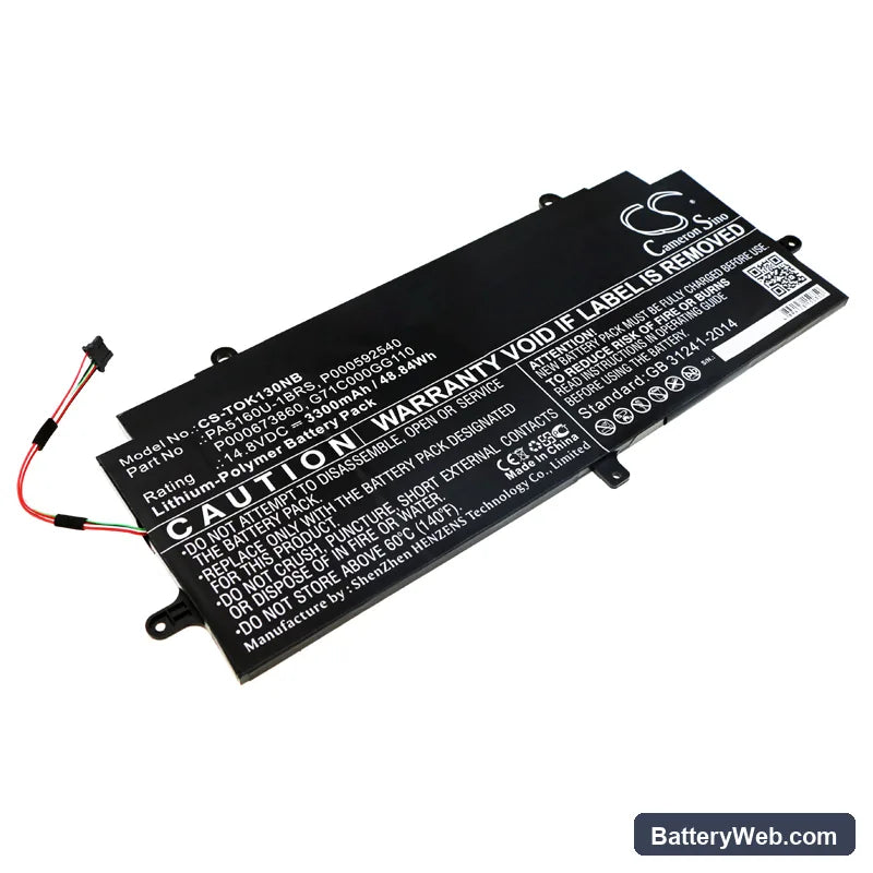 Toshiba KIRA 13 Kirabook Replacement Battery, 14.8V, 3300mAh, Li-Polymer 1