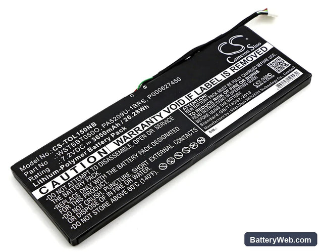 Toshiba Satellite L10T Replacement Battery, 7.2V, 3650mAh, Li-Polymer 1