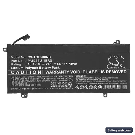 Toshiba Dynabook Satellite Pro L50 Replacement Battery, 15.4V, 2450mAh, Li-Polymer 3