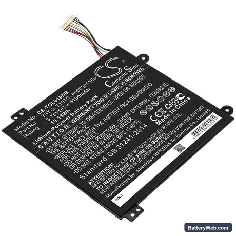Toshiba Satellite Click Mini L9W-B 8.9 Replacement Battery, 3.75V, 5100mAh, Li-Polymer 1