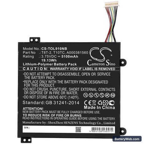 Toshiba Satellite Click Mini L9W-B 8.9 Replacement Battery, 3.75V, 5100mAh, Li-Polymer 3