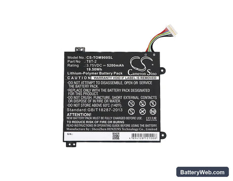 Toshiba Satellite Click Mini L9W-B Replacement Battery, 3.75V, 5200mAh, Li-ion 5