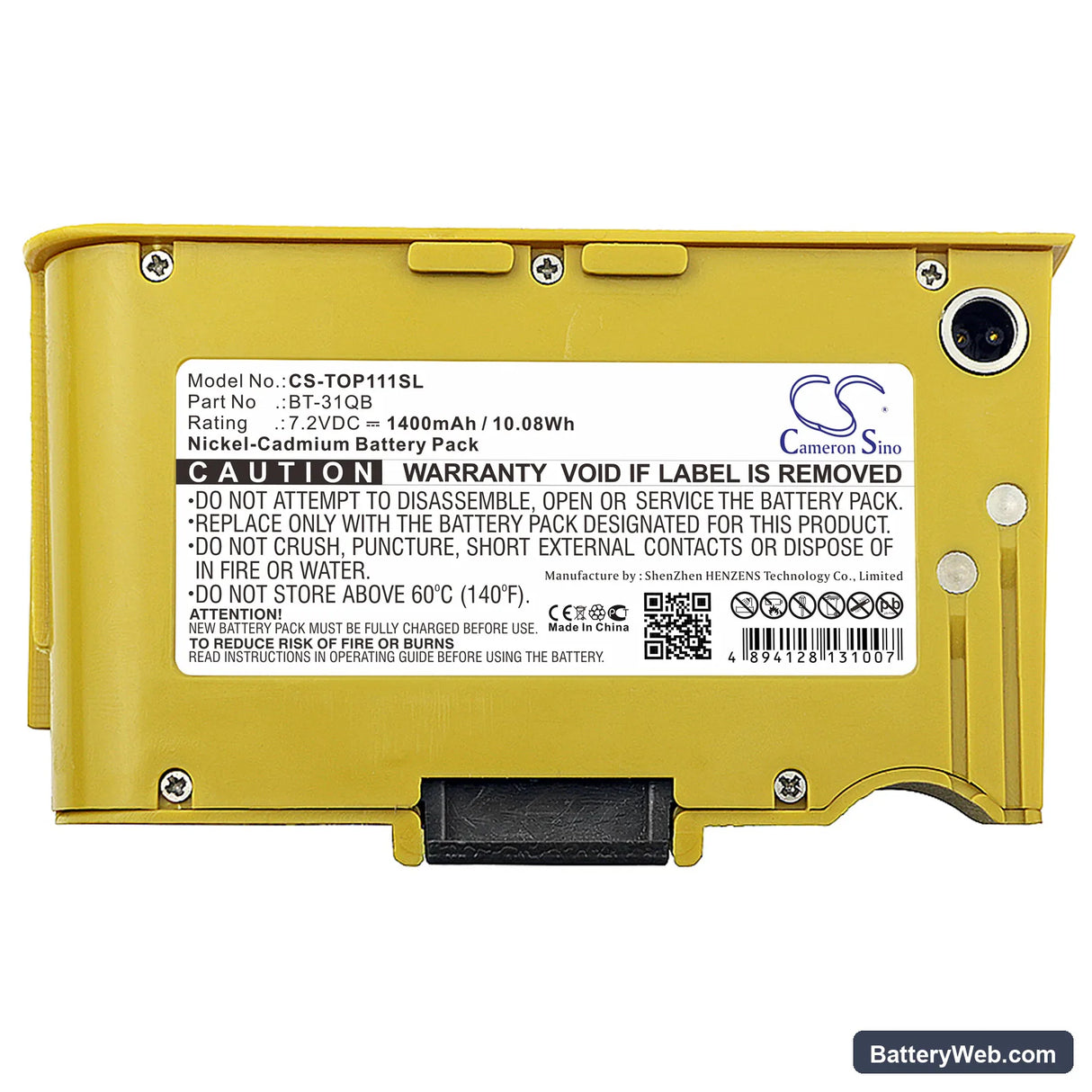 Topcon 111C Replacement Battery, 7.2V, 1400mAh, Ni-CD 3