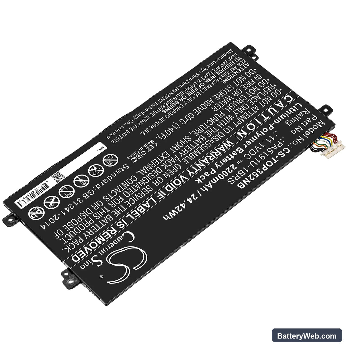 Toshiba Satellite Click 2 Pro P30W-B-10E Replacement Battery, 11.1V, 2200mAh, Li-Polymer 2