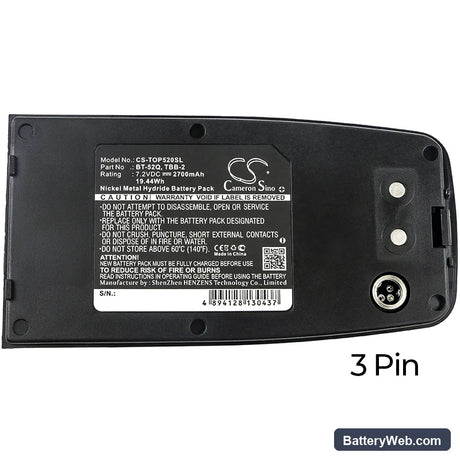 Topcon GTS-332N Replacement Battery, 7.2V, 2700mAh, Ni-MH 3