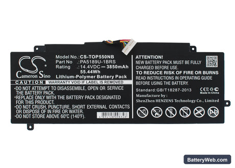 Toshiba Satellite P55W-B Replacement Battery, 14.4V, 3850mAh, Li-Polymer 1