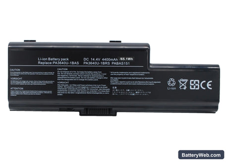 Toshiba Qosmio F50 Replacement Battery, 14.4V, 4400mAh, Li-ion 1