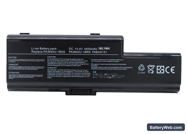 Toshiba Qosmio F50 Replacement Battery, 14.4V, 4400mAh, Li-ion 1
