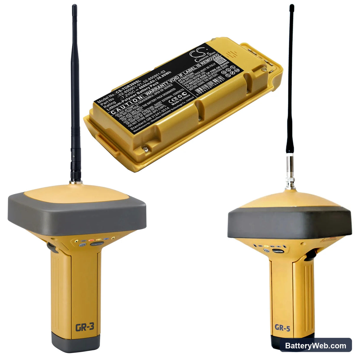 Topcon GR-3 Replacement Battery, 7.2V, 4000mAh, Li-Polymer 6