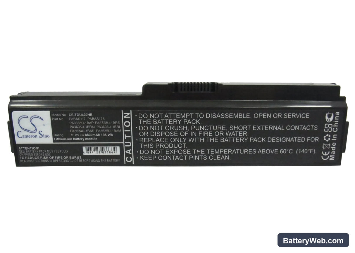Toshiba Satellite L312 Replacement Battery, 10.8V, 8800mAh, Li-ion 5
