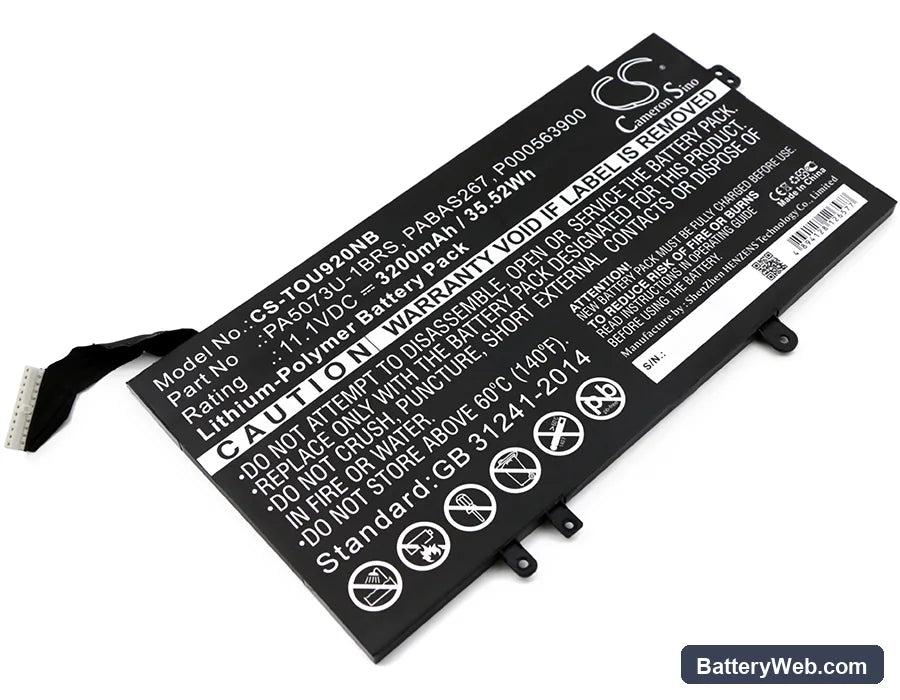 Toshiba Satellite U925t Replacement Battery, 11.1V, 3200mAh, Li-Polymer 1
