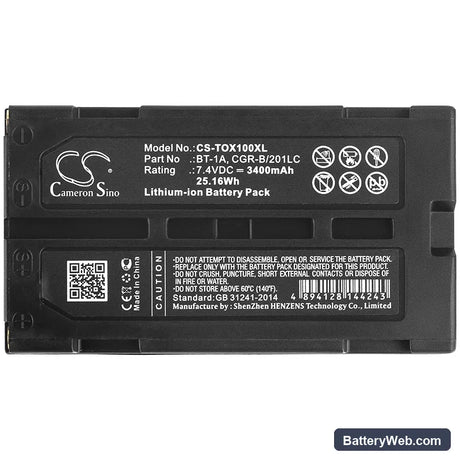 Topcon SX-1 Replacement Battery, 7.4V, 3400mAh, Li-ion 3