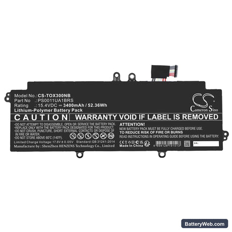 Dynabook Portege X30L-J-15K Replacement Battery, 15.4V, 3400mAh, Li-Polymer 3