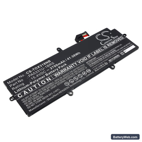 Toshiba Dynabook Portege A30 Replacement Battery, 15.4V, 2700mAh, Li-Polymer 1