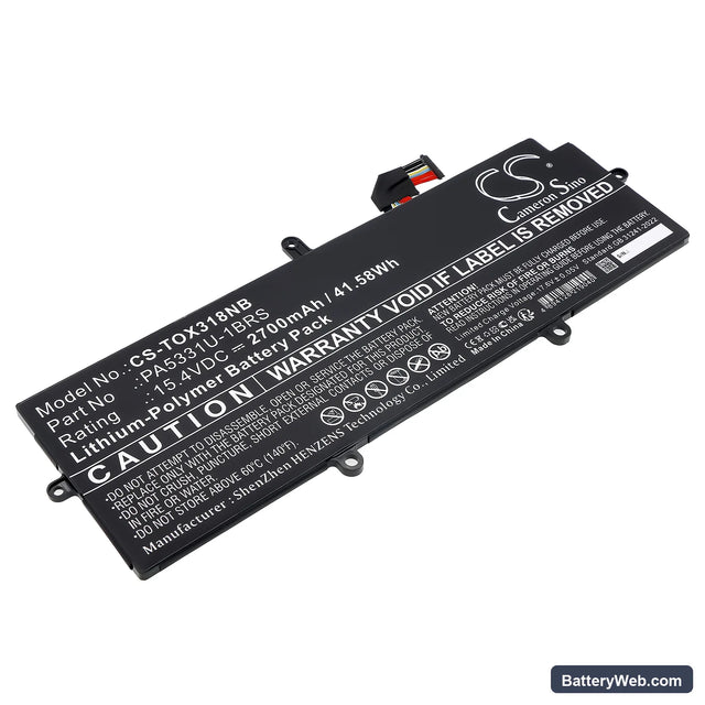 Toshiba Dynabook Portege A30 Replacement Battery, 15.4V, 2700mAh, Li-Polymer 1